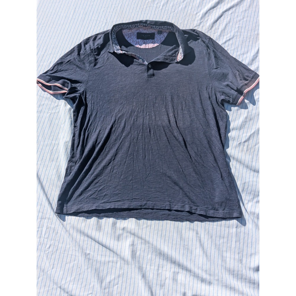 Ted‎ Baker Polo Shirt Short Sleeve Pattern Trim Casual Top Men's Size 7